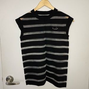 Striped Mesh Tank Top With Venetian Boat Broach